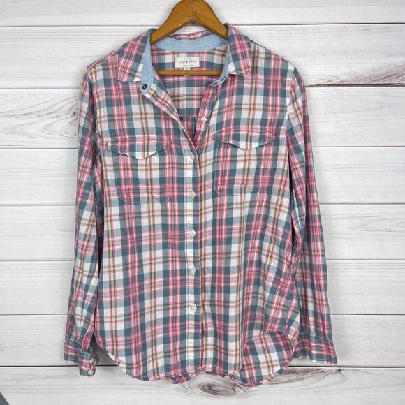 Lucky Brand Pink and Blue Plaid Blouse - Picture 1 of 6